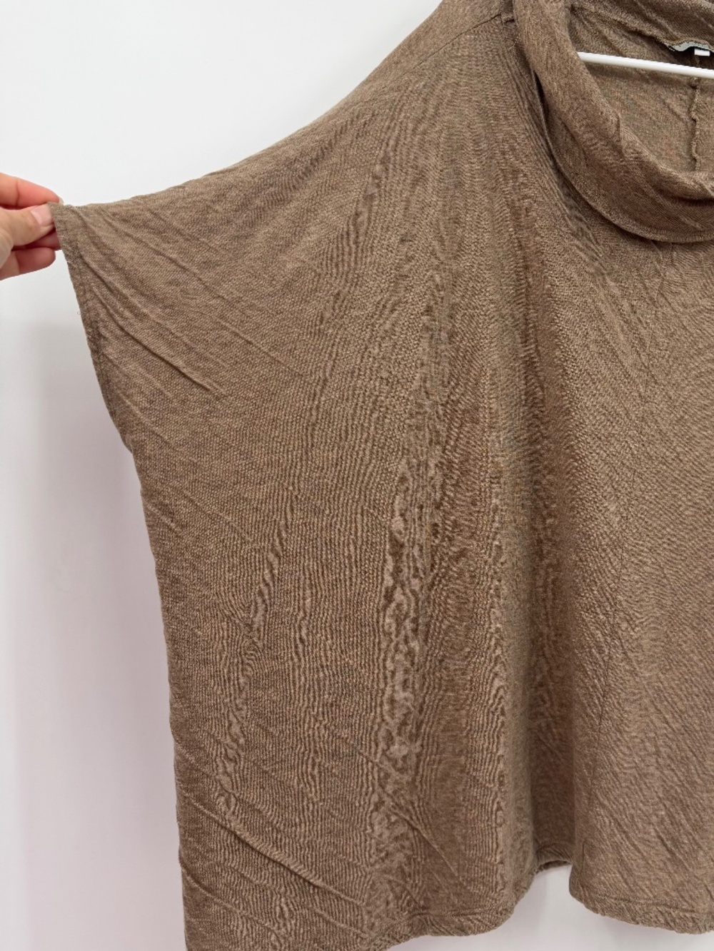 Bryn Walker Top Women Large Brown Short Sleeve Cowl Neck Lagenlook Knit Comfy - Picture 5 of 14